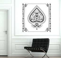 Wall Vinyl Decal Aces Of Spades With Flowers Pattern Black White Decor Living Room & Casino - #2689Dn - thumbnail 1