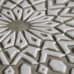 Handcrafted Moroccan Ceramic Tile Trio, Beige & White Garden Decor, Set Of 3 - thumbnail 3