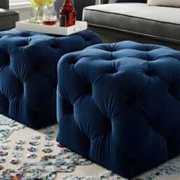 Chesterfield Velvet Cube Footrest - Tufted Ottoman Stool, Handmade - thumbnail 2