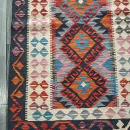 Multicolour Kilim Rug, Handmade Artisan Afghan Turkish Persian Navajo Scandinavian Bohemian Flatweave Natural Wool Rug 146x90 cm - thumbnail 2
