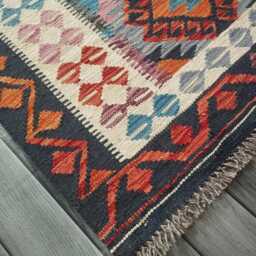 Multicolour Kilim Rug, Handmade Artisan Afghan Turkish Persian Navajo Scandinavian Bohemian Flatweave Natural Wool Rug 146x90 cm - thumbnail 3