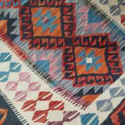 Multicolour Kilim Rug, Handmade Artisan Afghan Turkish Persian Navajo Scandinavian Bohemian Flatweave Natural Wool Rug 146x90 cm - thumbnail 4