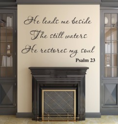 He Leads Me Beside The Still Waters Wall Decal Quote - Psalm 23 Bible Decor Christian Art - thumbnail 1