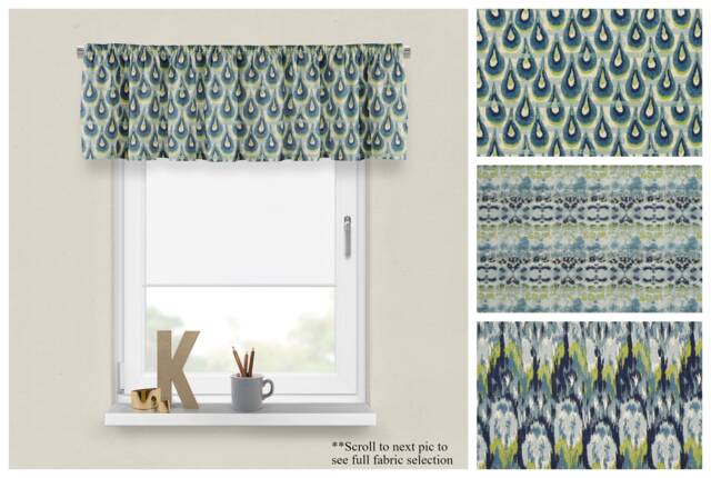 Frost Textured Custom Valances - Premier Prints Birch Blue & Green Window Treatments - Luxury Bedroom Valance Or Kitchen Cafe Panel - image 1