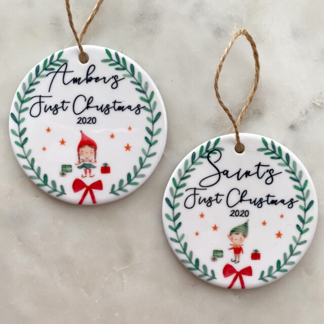 Personalised Ceramic First Christmas Ornament, Baby's 1st Gift - image 1