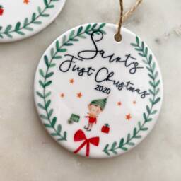 Personalised Ceramic First Christmas Ornament, Baby's 1st Gift - thumbnail 2