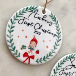 Personalised Ceramic First Christmas Ornament, Baby's 1st Gift - thumbnail 3