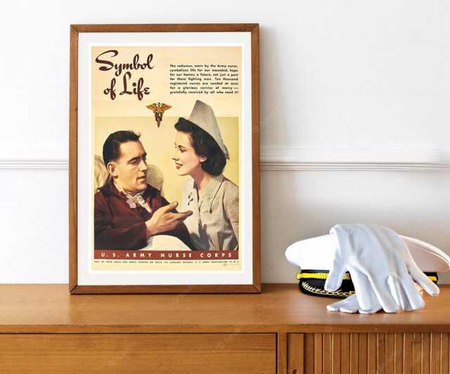 Reprint Of A Vintage Ww2 Female Nurse Recruiting Poster - Unrestored - image 1