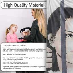 Woman Behind Prison Bars Minimal Stencil Portrait, All Season Comfort, Comfortable Everyday Use - Super Soft Fleece Blanket Bed Sofa Throw - thumbnail 4