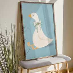 Silly Goose With Bow Tie Blue Nursery Print Baby Framed Wall Art - thumbnail 2