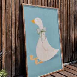 Silly Goose With Bow Tie Blue Nursery Print Baby Framed Wall Art - thumbnail 3