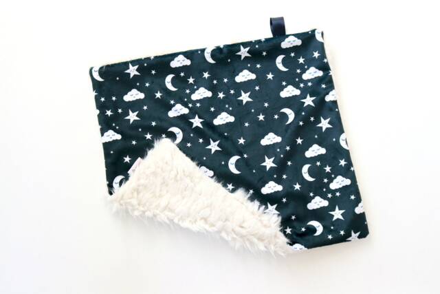 Dream Lovie. Security Blanket. Personalized Lovey. Faux Fur Wblack Cloud Moons. Mini Baby Minky Shower Gift - image 1