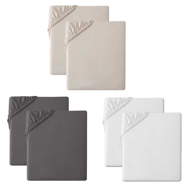 2 Pack Fitted Sheet Soft Microfibre Bed Sheets, Wrinkle Resistant, Breathable & Easy Care Elasticated Corners For Secure Fit - image 1