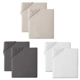 2 Pack Fitted Sheet Soft Microfibre Bed Sheets, Wrinkle Resistant, Breathable & Easy Care Elasticated Corners For Secure Fit - thumbnail 1