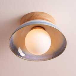 Blue & White Small Dawn Ceiling Light in Ceramic Oak - thumbnail 2