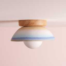 Blue & White Small Dawn Ceiling Light in Ceramic Oak - thumbnail 4