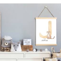 Set Of 2 Personalised Abc, Alphabet Wall Art Nursery Prints, Animal Nursery, Scandi Style - thumbnail 2