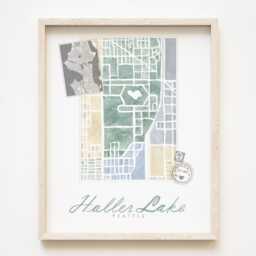 Haller Lake Seattle Neighborhood Map Watercolor Print Washington City Block Plan - Art Print Downtown Wall Local Realtor Gift - thumbnail 1