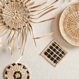 Set Of 12 Wall Hanging - Parisian Charm, Boho Hangings, Baskets, Bohemian Home Decor, Rattan Basket Rotin - thumbnail 4