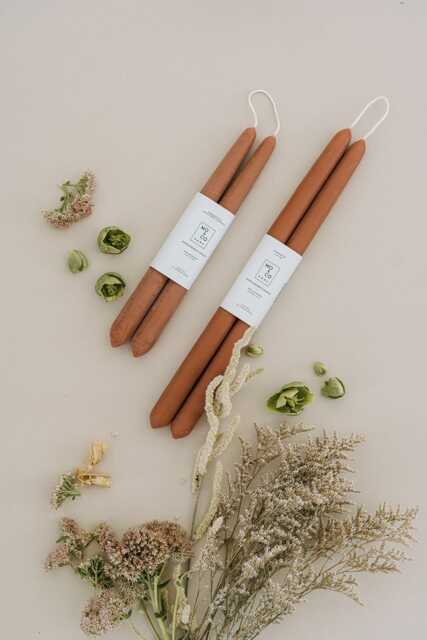 Beeswax Taper Candles Candles, Terra Cotta Red Spring Decor, Easter Table Natural Handmade in Usa - image 1