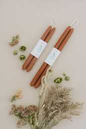 Beeswax Taper Candles Candles, Terra Cotta Red Spring Decor, Easter Table Natural Handmade in Usa