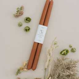 Beeswax Taper Candles Candles, Terra Cotta Red Spring Decor, Easter Table Natural Handmade in Usa - thumbnail 4