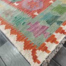Classic Kilim Rug, Handmade Artisan Afghan Turkish Navajo Geometric Wool Rug 149x100 cm - thumbnail 2