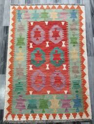 Classic Kilim Rug, Handmade Artisan Afghan Turkish Navajo Geometric Wool Rug 149x100 cm - thumbnail 1