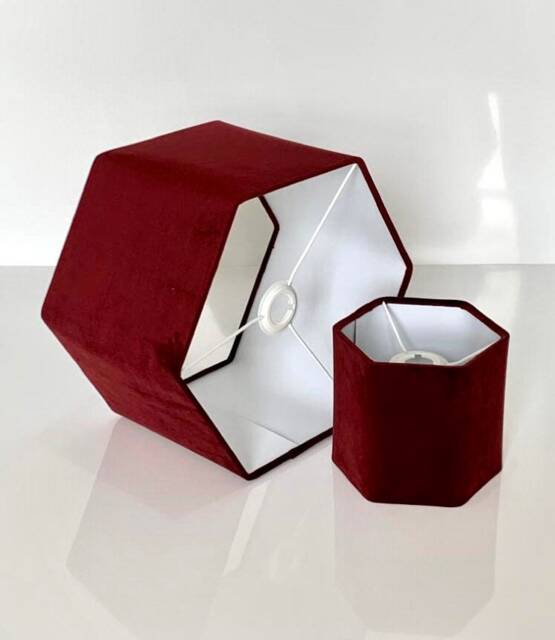 New Hq Modern Burgundy Soft Velvet Table & Ceiling Lamp Shade Pendant Multi Sizes & Drum, Hexagon, Rounded Square, Tapered - image 1