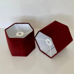 New Hq Modern Burgundy Soft Velvet Table & Ceiling Lamp Shade Pendant Multi Sizes & Drum, Hexagon, Rounded Square, Tapered - thumbnail 3