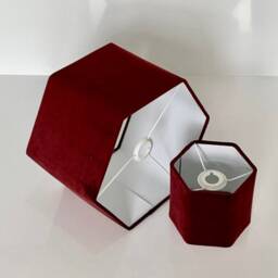 New Hq Modern Burgundy Soft Velvet Table & Ceiling Lamp Shade Pendant Multi Sizes & Drum, Hexagon, Rounded Square, Tapered - thumbnail 2