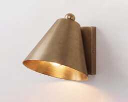 Wall Light in Antique Brass Color With Cone Shade, Modern Metal Sconce For Bedroom, Bedside, Hallway, Living Room & Home Decor - thumbnail 1