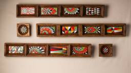 Ceramic Wall Art Set Of 5 - Handmade Framed Tiles Made To Order Fiesta Trays & Arizona Deep Mosaics