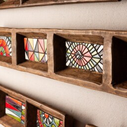 Ceramic Wall Art Set Of 5 - Handmade Framed Tiles Made To Order Fiesta Trays & Arizona Deep Mosaics - thumbnail 2