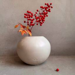 Wabi Sabi Concrete Vase, Modern Ball Minimalist Pottery, Japandi Vase Decor, Flower Container, Abstract Art Handmade Bud - thumbnail 3