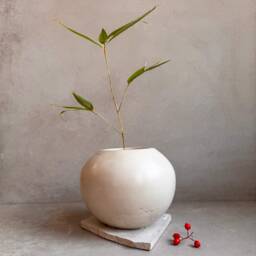 Wabi Sabi Concrete Vase, Modern Ball Minimalist Pottery, Japandi Vase Decor, Flower Container, Abstract Art Handmade Bud - thumbnail 2