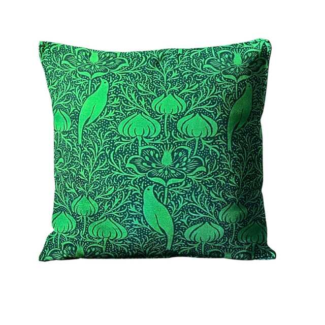 Zoffany Printed Green 100% Silk Cushion Cover, Art Nouveau, Throw Pillow Homeware Decor - image 1