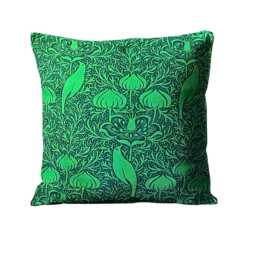 Zoffany Printed Green 100% Silk Cushion Cover, Art Nouveau, Throw Pillow Homeware Decor - thumbnail 1