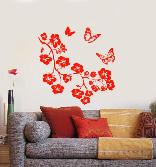 Floral Tree Branch Wall Vinyl Decal Butterfly Ornament Decor 1164Dz - image 1
