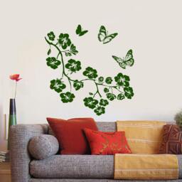 Floral Tree Branch Wall Vinyl Decal Butterfly Ornament Decor 1164Dz - thumbnail 2