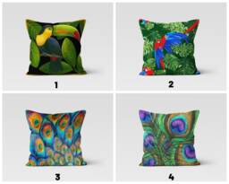 Toucan Pillow Cover, Peacock Feather Cushion Case, Wild Life Living Room Decoration, Jungle Home Decor, Botanical Bedroom Throw Top - thumbnail 1