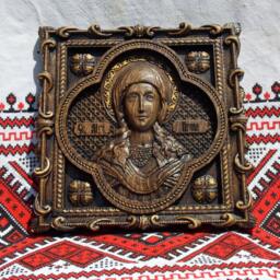 Saint Irene Wood Carving Handmade Religious Icon Personalized, Xs-Xxl, Tax Free - thumbnail 3