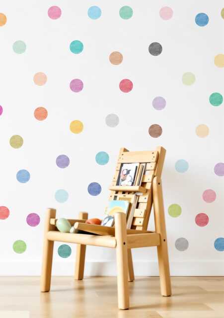 Watercolor Polka Dots Decal, Rainbow Sticker, Nursery Decals, Boy's Room Decor, Girl's Kids 44 Pieces, Wall Art - image 1