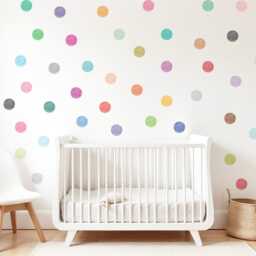 Watercolor Polka Dots Decal, Rainbow Sticker, Nursery Decals, Boy's Room Decor, Girl's Kids 44 Pieces, Wall Art - thumbnail 2