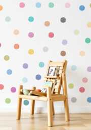 Watercolor Polka Dots Decal, Rainbow Sticker, Nursery Decals, Boy's Room Decor, Girl's Kids 44 Pieces, Wall Art - thumbnail 1