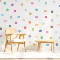 Watercolor Polka Dots Decal, Rainbow Sticker, Nursery Decals, Boy's Room Decor, Girl's Kids 44 Pieces, Wall Art - thumbnail 3