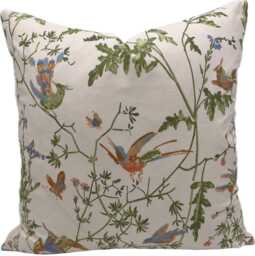 Cole & Sons Hummingbirds Tangerine & Olive On Blush Archive Decorative Cushion Cover Pillow Double Sided - thumbnail 1