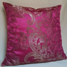 Silk Brocade Throw Pillow Cushion Cover Rubelli Fabric Fuchsia Barbarigo Pattern - Handmade in Italy - thumbnail 2