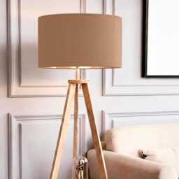 New Handmade Camel Colour Drum Velvet Lamp Shade & Pendant Light With Metallic Panels Lining Suitable For Both Ceilings Tables - thumbnail 2