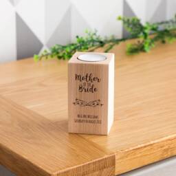 Mother Of The Bride Gift - Personalised Candle Holder Groom Wood Tea Light Lc484
